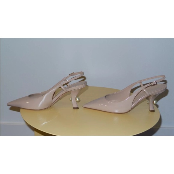 $1350 CHRISTIAN DIOR NUDE PATENT CALFSKIN DIOR TRIBALES SLINGBACK PUMPS SIZE 38 - Picture 5 of 10